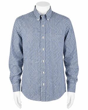 L.L.Bean Men's Blue Gingham Plaid Slightly Fitted Button Down Shirt - Size L